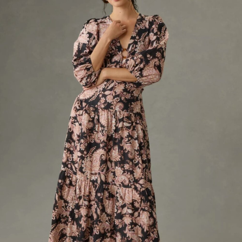 KIVARI Paisley Print Linen Dress